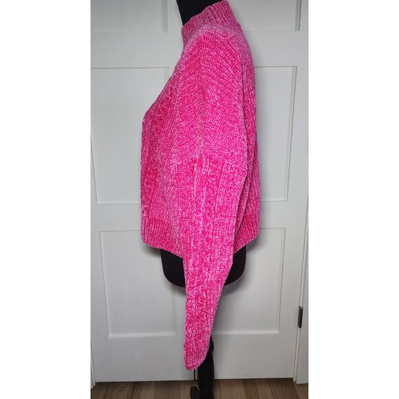 Rachel Zoe Crop Sweater Hot Pink Womens Size L - Picture 3 of 6